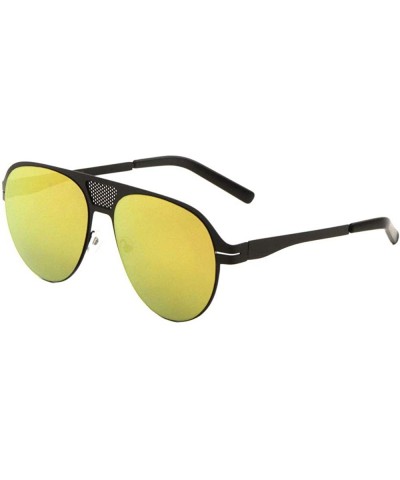 Aviator Frontal Dot Pattern Metal Cut Out Flat Modern Aviator Sunglasses - Red Yellow Black - CE190K2ZHXN $25.92