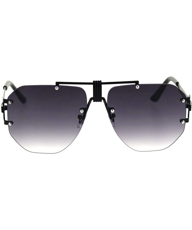 Rectangular Mens Luxury Art Deco Mobster Rimless Racer Sunglasses - Black Smoke - C218SMR252H $10.83