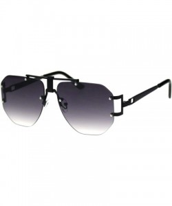 Rectangular Mens Luxury Art Deco Mobster Rimless Racer Sunglasses - Black Smoke - C218SMR252H $10.83
