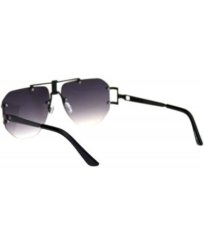 Rectangular Mens Luxury Art Deco Mobster Rimless Racer Sunglasses - Black Smoke - C218SMR252H $10.83