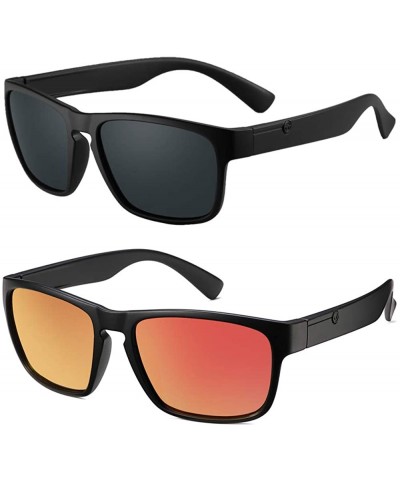 Square Polarized Sunglasses Anti Glare Blocking - Black&orange - C8198KHDS7R $34.15