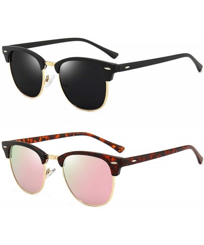Semi-rimless Polarized Sunglasses Classic Semi-Rimless Frame Retro Brand Sunglasses for Men and Women UV 400 Protection - CN1...