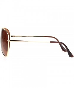 Aviator Polarized Lens Mens Classic Pilots Metal Rim Officer Style Sunglasses - Gold Brown - CR18L92I7NC $9.14
