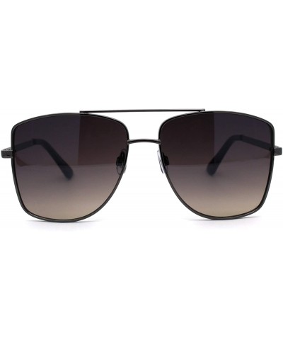 Rectangular Mens Extra Oversized Squared Metal Rim Pilots Sunglasses - Gunmetal Smoke - C7196EN84R0 $10.28