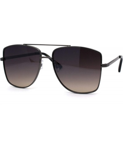 Rectangular Mens Extra Oversized Squared Metal Rim Pilots Sunglasses - Gunmetal Smoke - C7196EN84R0 $10.28