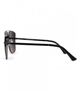Rectangular Mens Extra Oversized Squared Metal Rim Pilots Sunglasses - Gunmetal Smoke - C7196EN84R0 $10.28