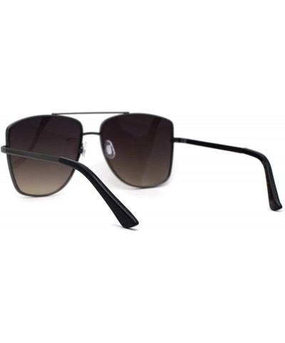 Rectangular Mens Extra Oversized Squared Metal Rim Pilots Sunglasses - Gunmetal Smoke - C7196EN84R0 $10.28