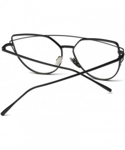 Oversized Women Fashion Twin-Beams Metal Frame Mirror Sunglasses Cat Eye Glasses - Black 2 - CI189QGKEQR $8.52