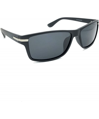 Sport Rectangular Polarized Sunglasses Classic Style for Men or Women 100% UV - Silver/Gray - CY18QU53S4L $28.60