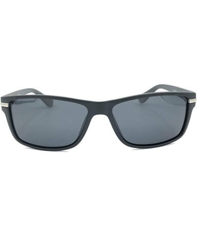 Sport Rectangular Polarized Sunglasses Classic Style for Men or Women 100% UV - Silver/Gray - CY18QU53S4L $15.45