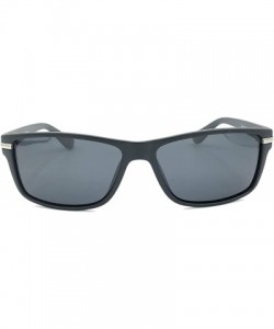 Sport Rectangular Polarized Sunglasses Classic Style for Men or Women 100% UV - Silver/Gray - CY18QU53S4L $15.45