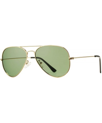 Wrap Classic Polarized Aviator Sunglasses for Men and Women UV400 Protection - Gold Frame/G15 Green Lens - CG193G7ZI5W $24.99