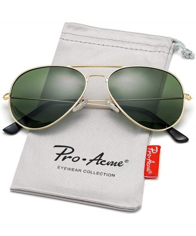 Wrap Classic Polarized Aviator Sunglasses for Men and Women UV400 Protection - Gold Frame/G15 Green Lens - CG193G7ZI5W $12.65