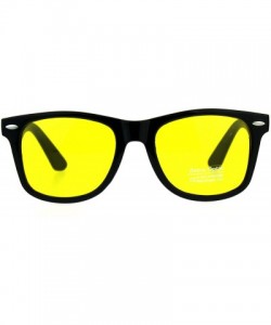 Rectangular Black Frame Hipster Plastic Horn Rim Yellow Night Driving Lens Sunglasses - Matte Black - C6180ZYRZ85 $11.91