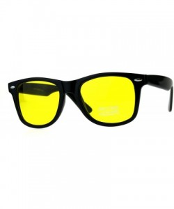 Rectangular Black Frame Hipster Plastic Horn Rim Yellow Night Driving Lens Sunglasses - Matte Black - C6180ZYRZ85 $11.91