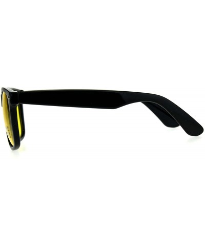 Rectangular Black Frame Hipster Plastic Horn Rim Yellow Night Driving Lens Sunglasses - Matte Black - C6180ZYRZ85 $11.91