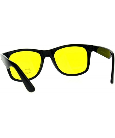 Rectangular Black Frame Hipster Plastic Horn Rim Yellow Night Driving Lens Sunglasses - Matte Black - C6180ZYRZ85 $11.91