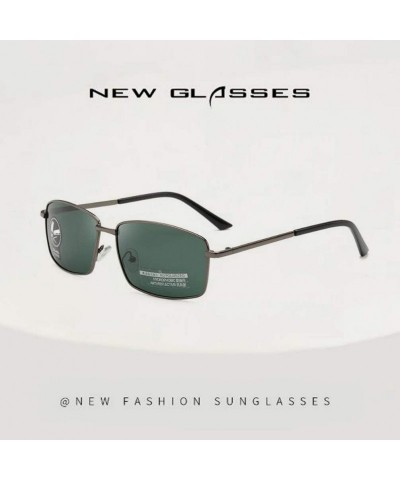 Square Driving Discoloration Sunglasses Polarized Protection - Gun Frame Green Flakes - C9190T85LEI $9.54