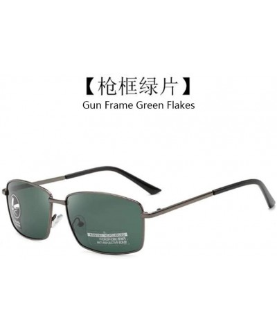 Square Driving Discoloration Sunglasses Polarized Protection - Gun Frame Green Flakes - C9190T85LEI $9.54