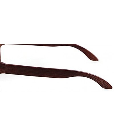 Rectangular Genuine Wood look reflective UV400 sunglasses 2019 fashion for men and women - C5 - CG18ETD6WEA $12.81