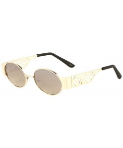 Oval Elegant Slim Oval Round Luxury Classic Metal Lennon Sunglasses - Rose Gold & Black Frame - C218W0AK8C4 $10.80