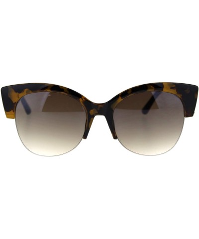 Cat Eye Womens Glitter Arm Half Horn Rim Cat Eye Diva Sunglasses - Tortoise Brown - C718SO5YKKW $23.66