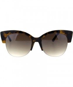 Cat Eye Womens Glitter Arm Half Horn Rim Cat Eye Diva Sunglasses - Tortoise Brown - C718SO5YKKW $23.66