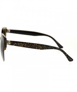 Cat Eye Womens Glitter Arm Half Horn Rim Cat Eye Diva Sunglasses - Tortoise Brown - C718SO5YKKW $23.66