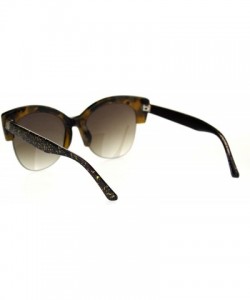 Cat Eye Womens Glitter Arm Half Horn Rim Cat Eye Diva Sunglasses - Tortoise Brown - C718SO5YKKW $23.66