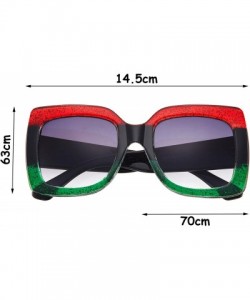 Square 2 Pairs Oversized Square Sunglasses Vintage Flat Top Sunglasses Multi Tinted Frame - CA194XID6HM $9.07