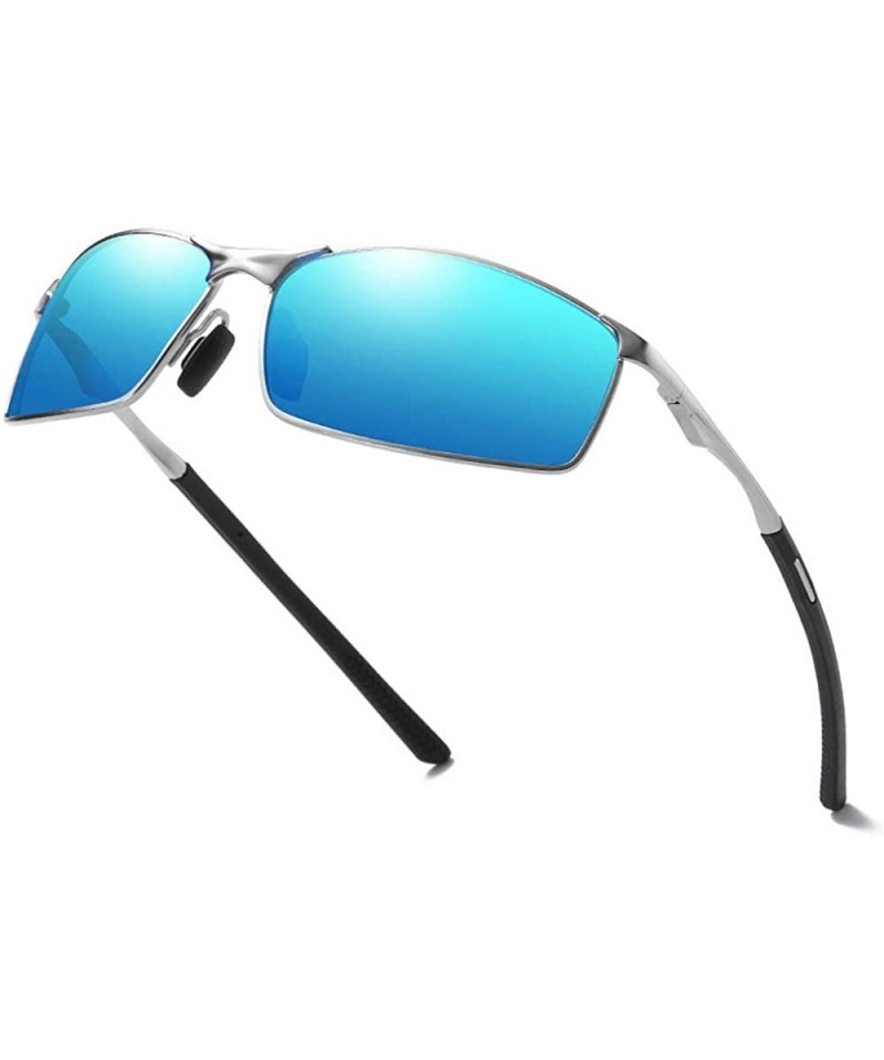 Square designe rcustom polarized sunglasses fashion - Silver&blue-5.5 - C118N0E5KKS $25.02