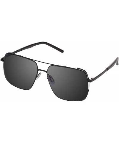 Square Square Metal Sunglaases - Black - CO199HQ9ITQ $87.36