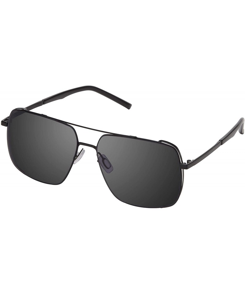 Square Square Metal Sunglaases - Black - CO199HQ9ITQ $37.44