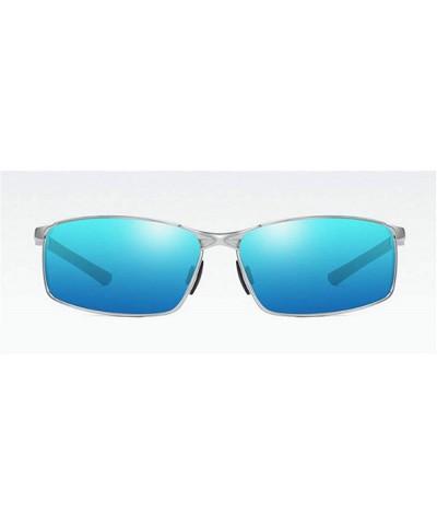 Square designe rcustom polarized sunglasses fashion - Silver&blue-5.5 - C118N0E5KKS $25.02