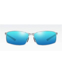 Square designe rcustom polarized sunglasses fashion - Silver&blue-5.5 - C118N0E5KKS $25.02