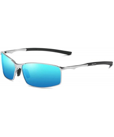 Square designe rcustom polarized sunglasses fashion - Silver&blue-5.5 - C118N0E5KKS $25.02