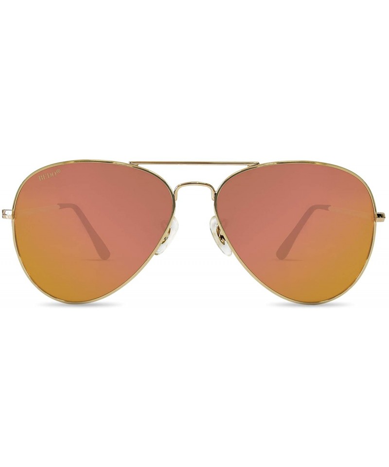 Round Polarized Pilot Sunglasses Retro Square Aviator Military Style Lightweight Mental Frame Mirrored Lens - CQ18W3DYUNW $42.79