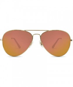 Round Polarized Pilot Sunglasses Retro Square Aviator Military Style Lightweight Mental Frame Mirrored Lens - CQ18W3DYUNW $42.79