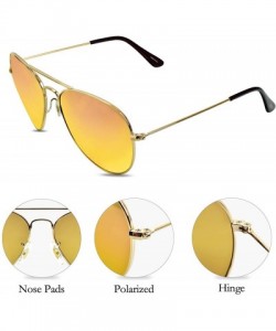 Round Polarized Pilot Sunglasses Retro Square Aviator Military Style Lightweight Mental Frame Mirrored Lens - CQ18W3DYUNW $25.78