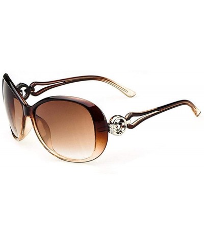 Oval Women Classic Oval Shape Sunglasses UV400 Protection Metal Framed Polarized Sunglasses Sunglasses - Coffee - C218X6NZXGA...