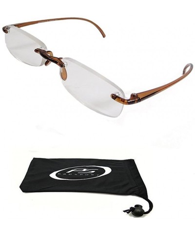 Rimless Reading glasses Rimless Lightweight frame for Men - Mocha Brown - CI12ED6O5JZ $30.58
