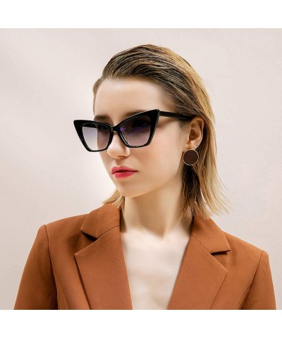 Cat Eye Retro Vintage Narrow Cat Eye Sunglasses for Women Goggles Metal Frame Plate Frame - Black Frame Transparent Lens - CC...