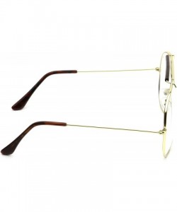 Square Aviator Clear Lens Glasses Eyeglasses Metal Frame - Gold/Brown Bar - CQ12MZLSXNF $13.21