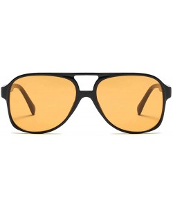 Rectangular Vintage Retro 70s Sunglasses for Women Classic Large Squared Aviator Frame - Tinted Yellow - CE18A3IG289 $17.12