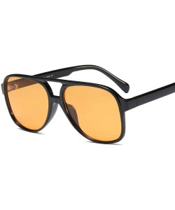 Rectangular Vintage Retro 70s Sunglasses for Women Classic Large Squared Aviator Frame - Tinted Yellow - CE18A3IG289 $17.12