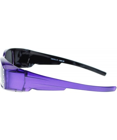 Rectangular Womens Polarized Fit Over Glasses Sunglasses Rhinestones Rectangle - Purple - CW1880NQ0MT $15.83