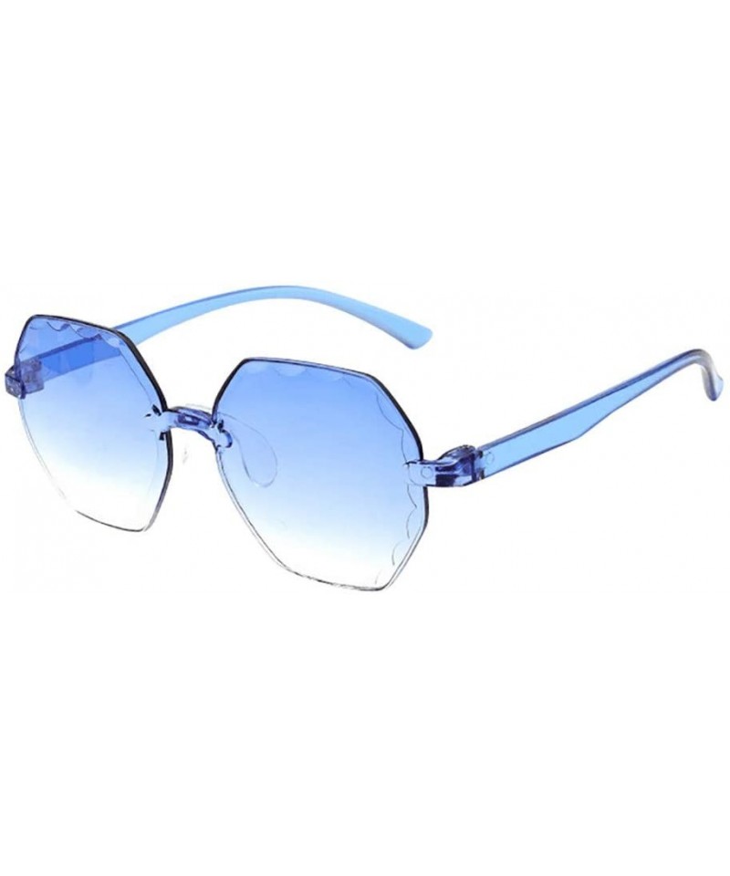 Oversized One Piece Jelly Candy Colorful Unisex Sunglasses Frameless Multilateral Shaped Eyewear - Sky Blue - CV1900YYNEO $8.36