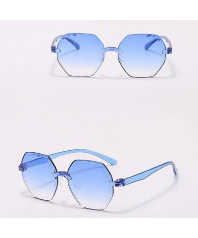 Oversized One Piece Jelly Candy Colorful Unisex Sunglasses Frameless Multilateral Shaped Eyewear - Sky Blue - CV1900YYNEO $17.96