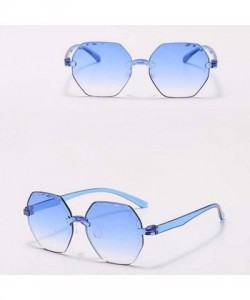 Oversized One Piece Jelly Candy Colorful Unisex Sunglasses Frameless Multilateral Shaped Eyewear - Sky Blue - CV1900YYNEO $17.96