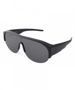 Oversized Polarized Over Glasses Sunglasses Mirrored Lens Semi-rimless Frame for Women Men - Black - C418R8OLRIT $7.60